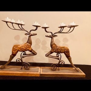 Handcrafted Rustic Deer Stag Candle Holder